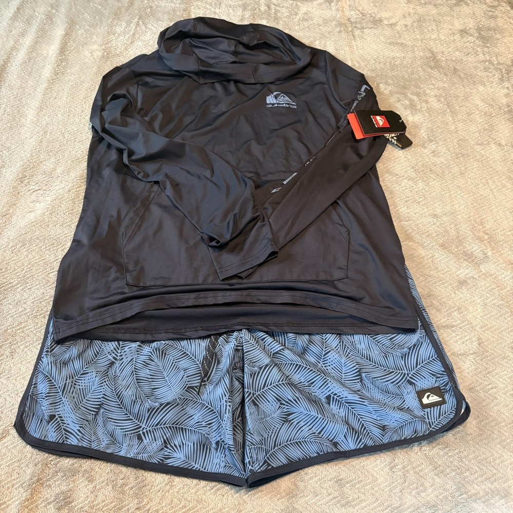 Quicksilver 2 Piece Set Hoodie And Swim Trunks Brand New With Tags Large